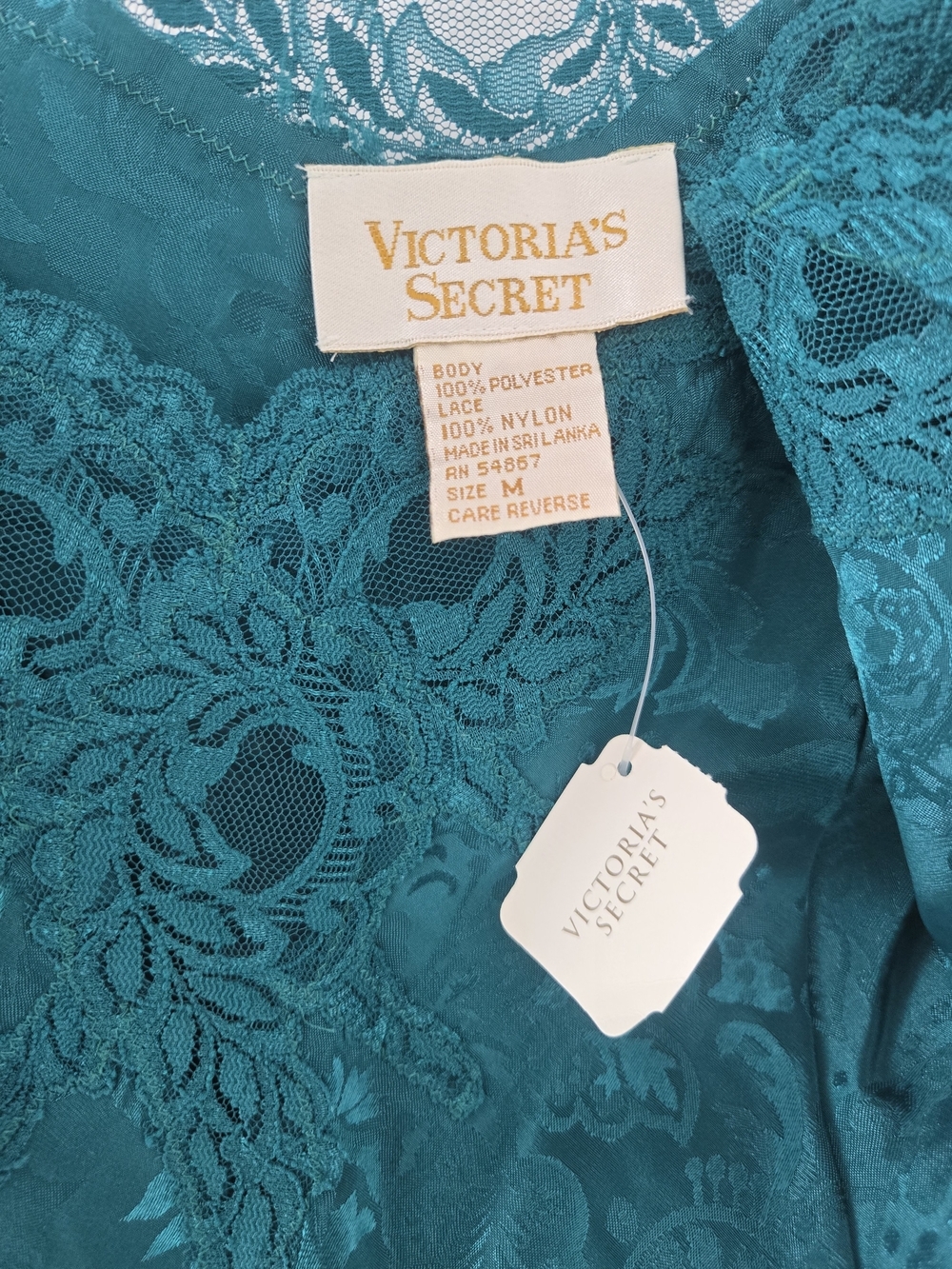 Victoria’s Secret Babydoll Silky Slip Dress Emerald Green Fairy Grunge M Vtg Y2k - Picture 5 of 12